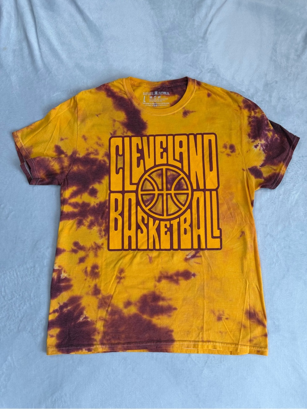 Cleveland Basketball Tie-Dye Short Sleeve Tee - Gold & Maroon